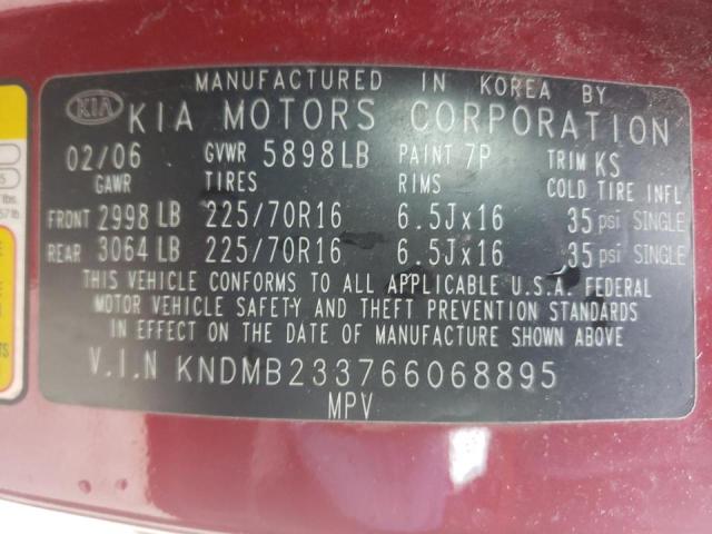 Photo 10 from auction – 2006 KIA SEDONA EX with VIN KNDMB233766068895