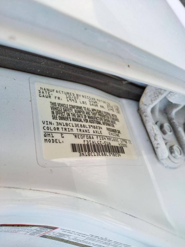 Photo 10 from auction – 2008 NISSAN VERSA S with VIN 3N1BC13E88L398234