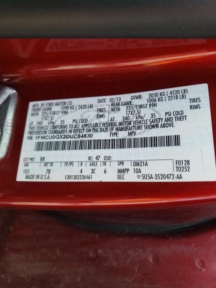 Photo 10 from auction – 2013 FORD ESCAPE SE with VIN 1FMCU0GX2DUC84830