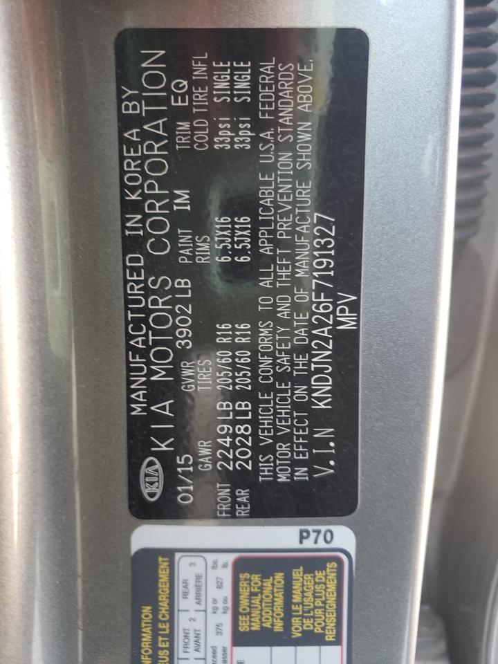 Photo 10 from auction – 2015 KIA SOUL with VIN KNDJN2A26F7191327