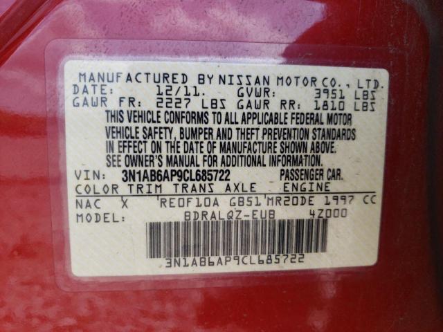 Photo 10 from auction – 2012 NISSAN SENTRA 2.0 with VIN 3N1AB6AP9CL685722