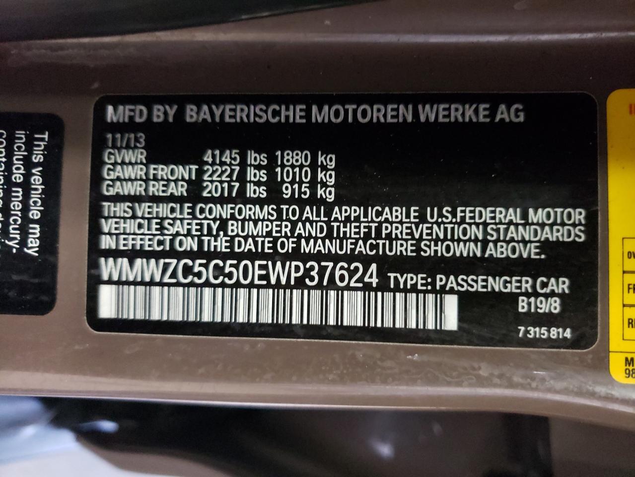 Zdjęcie 10 z aukcji – 2014 MINI COOPER S C z VIN WMWZC5C50EWP37624