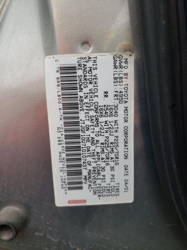Photo 10 from auction – 2001 LEXUS RX 300 with VIN JTJGF10U710107437