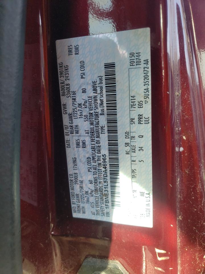 Photo 10 from auction – 2007 FORD ECONOLINE with VIN 1FBNE31L57DA46965