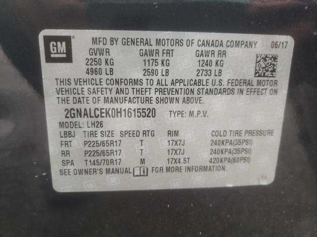Photo 10 from auction – 2017 CHEVROLET EQUINOX LT with VIN 2GNALCEK0H1615520