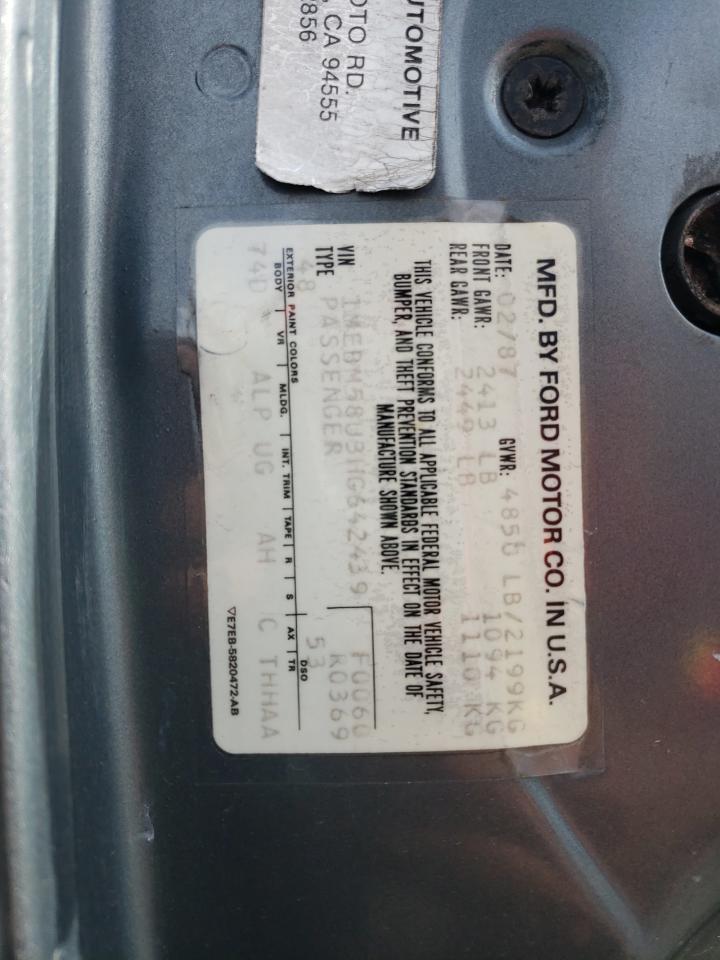 Photo 10 from auction – 1987 MERCURY SABLE LS with VIN 1MEBM58U3HG642439