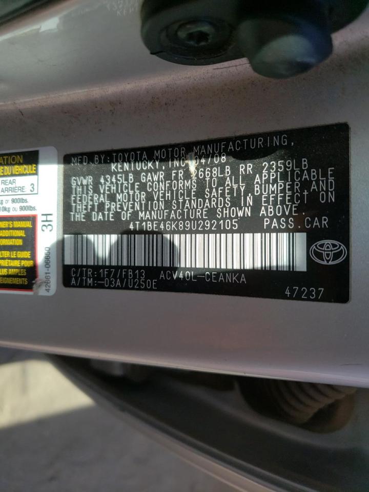 Photo 10 from auction – 2009 TOYOTA CAMRY BASE with VIN 4T1BE46K89U292105