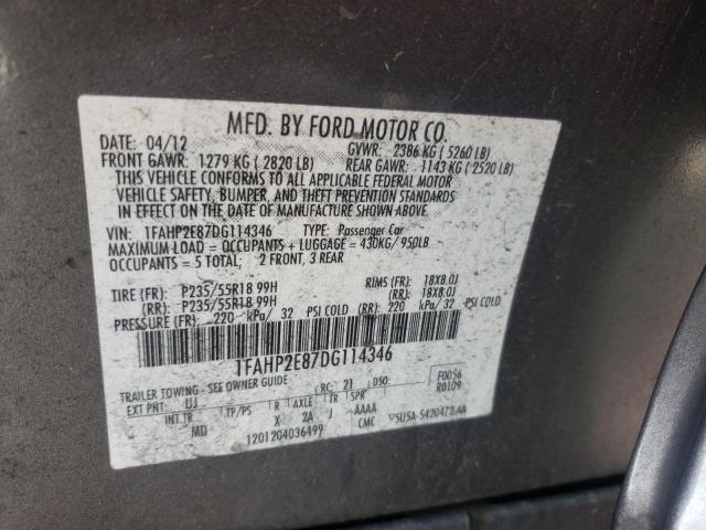 Photo 10 from auction – 2013 FORD TAURUS SEL with VIN 1FAHP2E87DG114346
