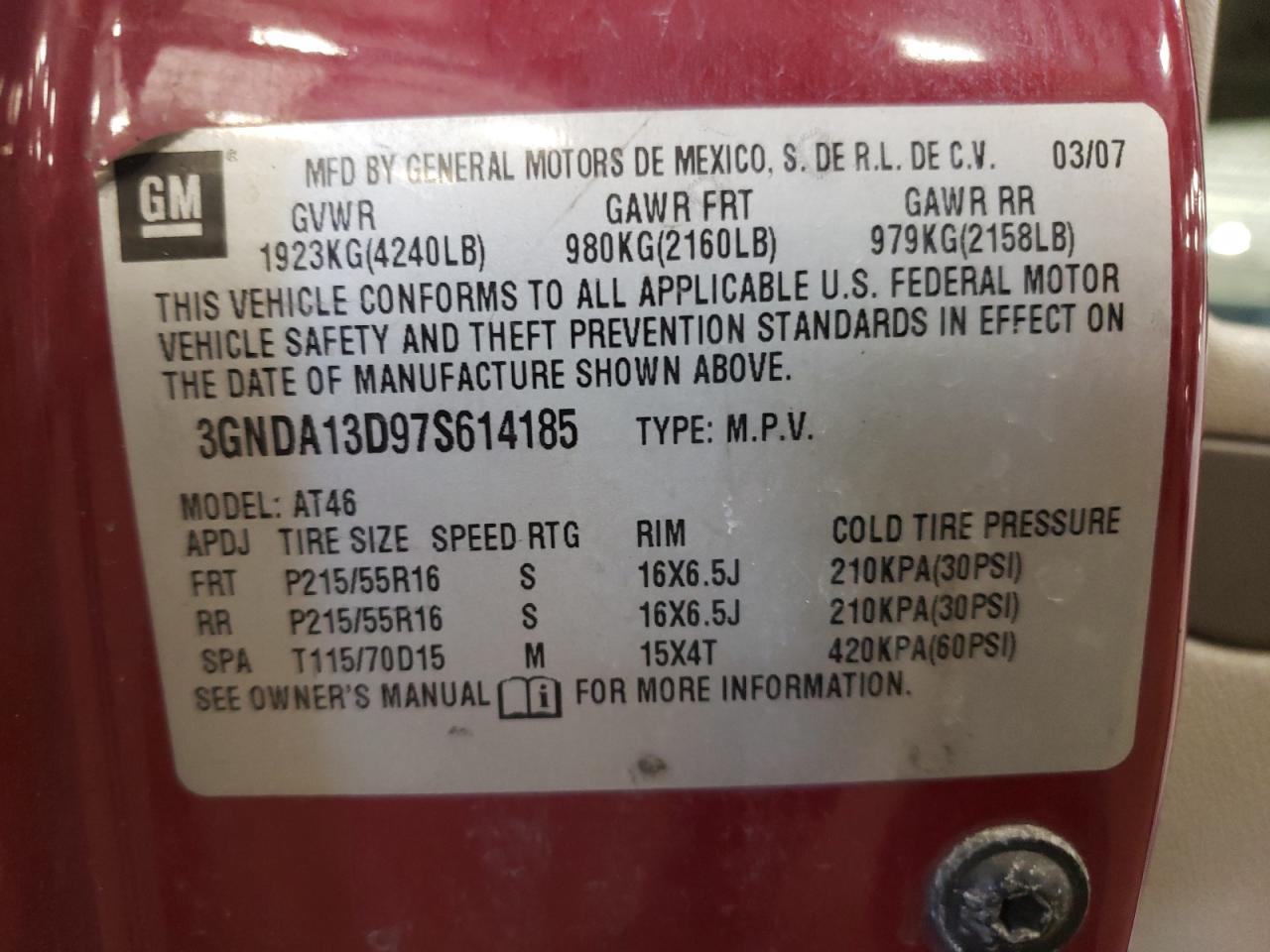 Photo 10 from auction – 2011 CHEVROLET HHR LT with VIN 3GNBABFW1BS505125