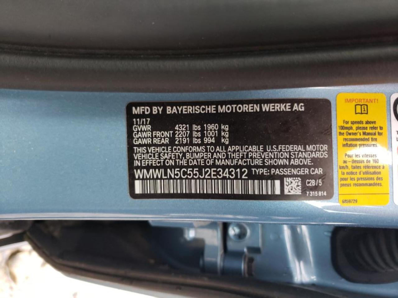 Photo 10 from auction – 2018 MINI COOPER CLU with VIN WMWLN5C55J2E34312