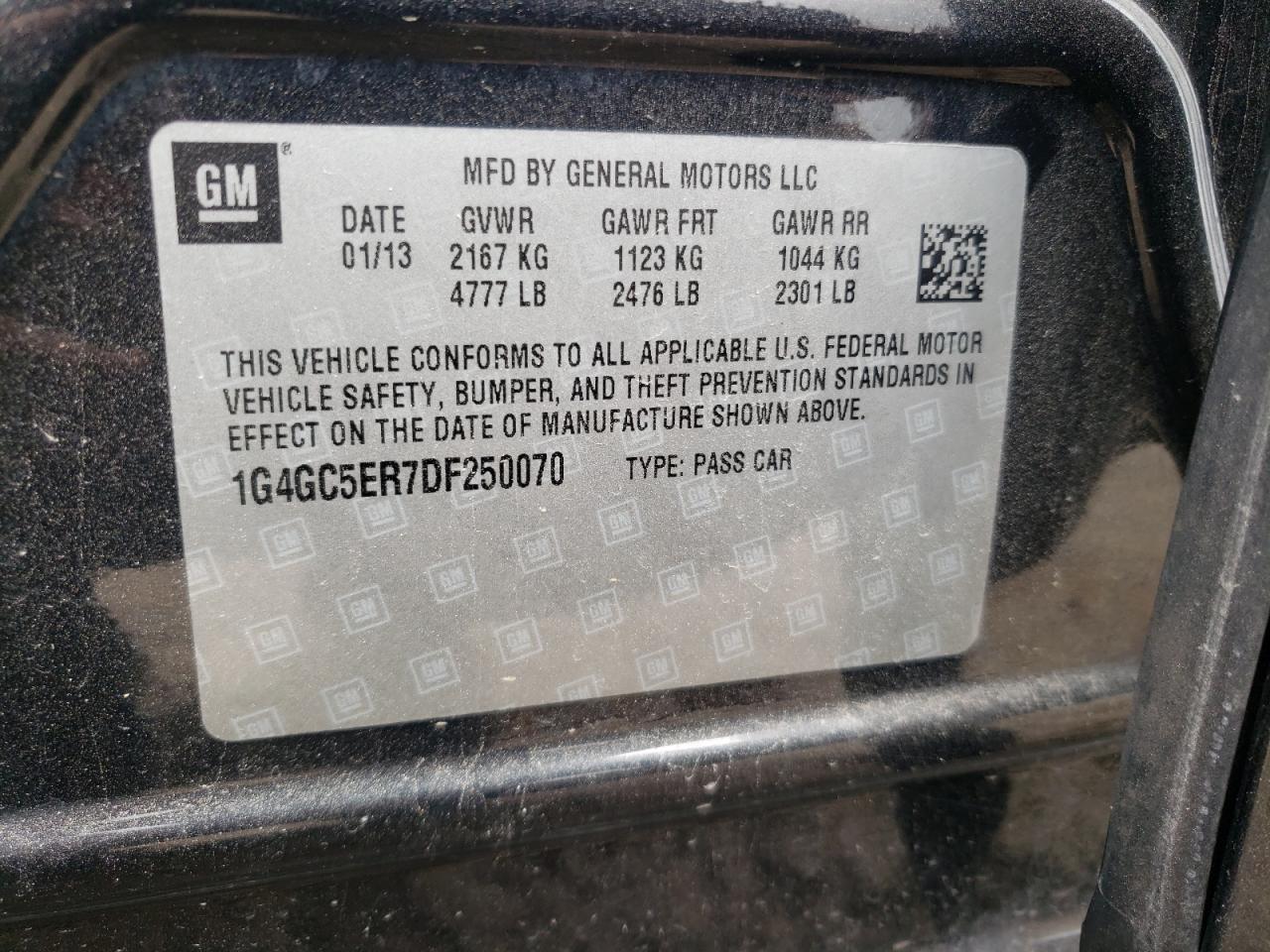 Photo 10 from auction – 2013 BUICK LACROSSE with VIN 1G4GC5ER7DF250070