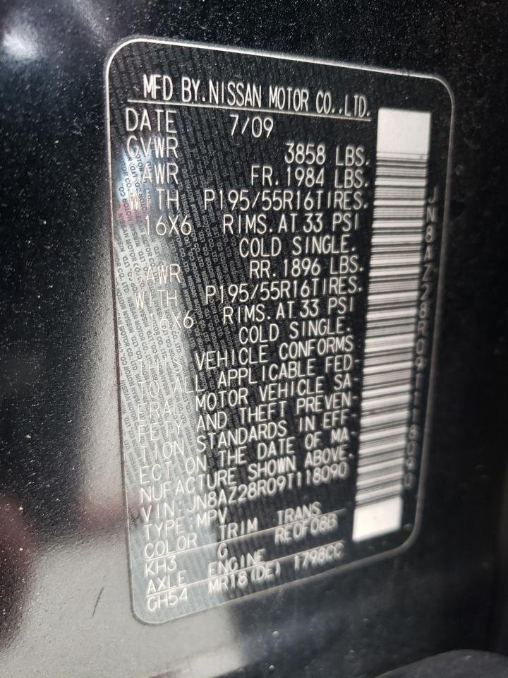 Photo 10 from auction – 2009 NISSAN CUBE BASE with VIN JN8AZ28R09T118090