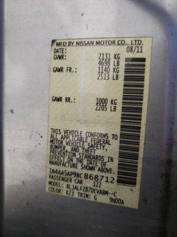 Photo 10 from auction – 2011 NISSAN MAXIMA S with VIN 1N4AA5AP9BC868712