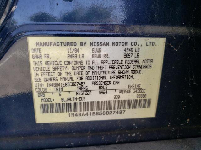 Photo 10 from auction – 2005 NISSAN MAXIMA SE with VIN 1N4BA41E85C827487