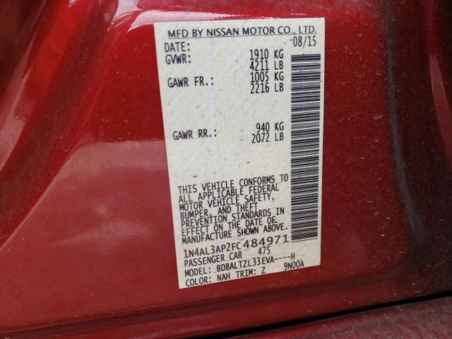 Photo 10 from auction – 2015 NISSAN ALTIMA 2.5 with VIN 1N4AL3AP2FC484971