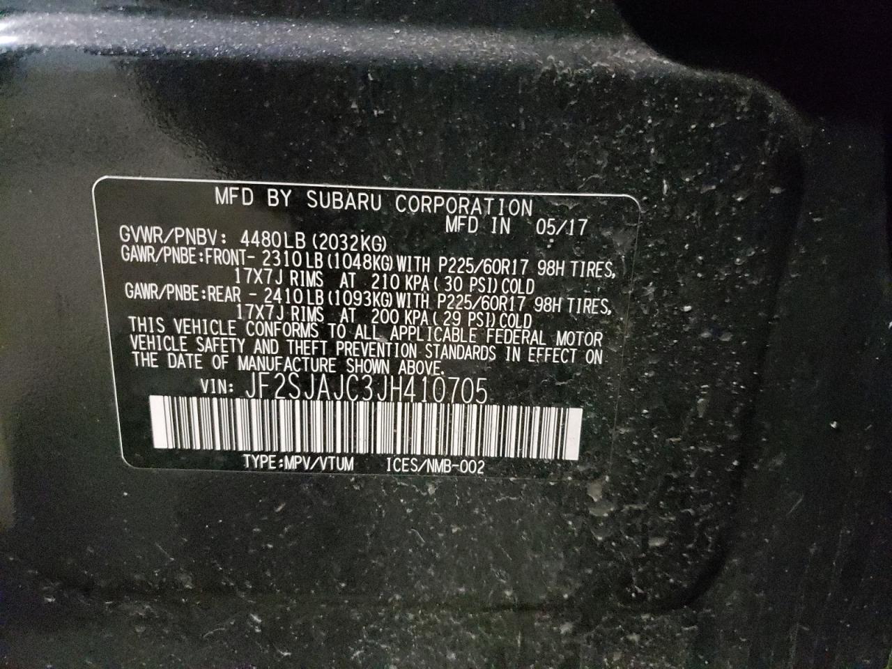 Photo 10 from auction – 2018 SUBARU FORESTER 2 with VIN JF2SJAJC3JH410705