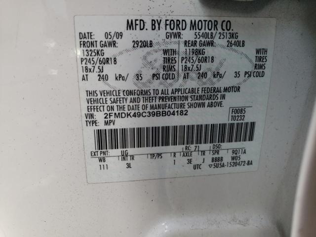 Photo 10 from auction – 2009 FORD EDGE LIMIT with VIN 2FMDK49C39BB04182