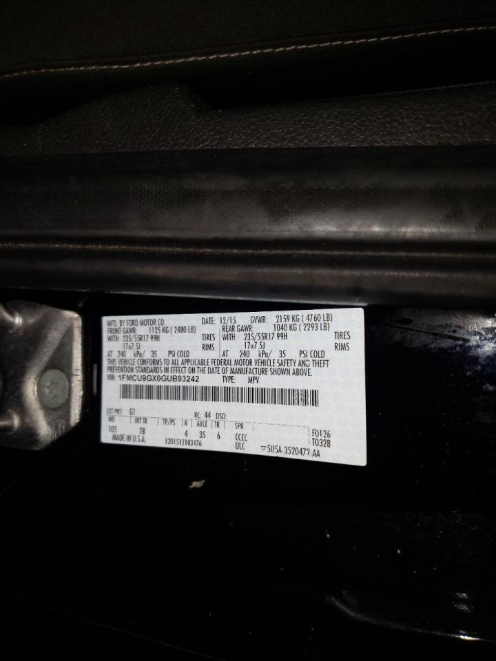 Photo 10 from auction – 2016 FORD ESCAPE SE with VIN 1FMCU9GX0GUB93242
