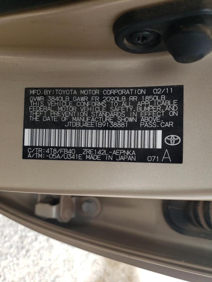 Photo 10 from auction – 2011 TOYOTA COROLLA BA with VIN JTDBU4EE1B9138881