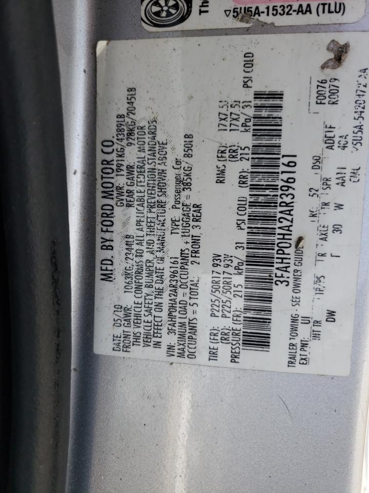Photo 10 from auction – 2010 FORD FUSION SE with VIN 3FAHP0HA2AR396161