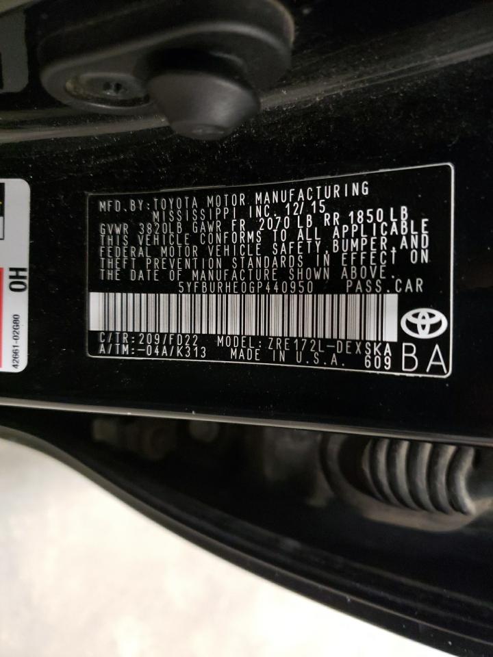 Photo 10 from auction – 2016 TOYOTA COROLLA L with VIN 5YFBURHE0GP440950