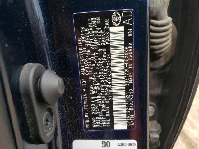 Photo 10 from auction – 2019 TOYOTA COROLLA L with VIN 2T1BURHE6KC176433