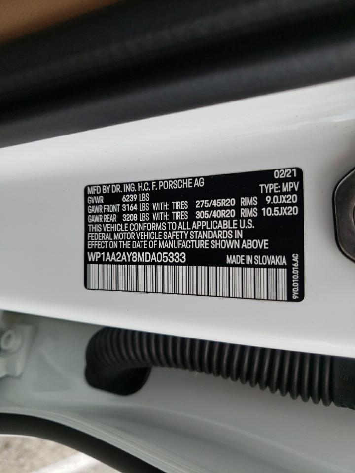 Photo 10 from auction – 2021 PORSCHE CAYENNE with VIN WP1AA2AY8MDA05333