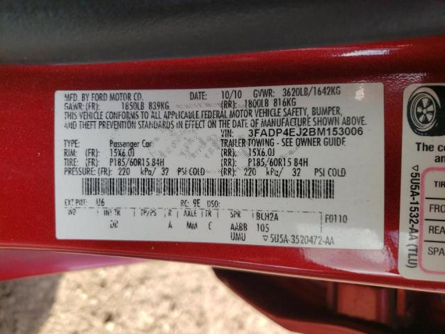 Photo 10 from auction – 2011 FORD FIESTA SE with VIN 3FADP4EJ2BM153006