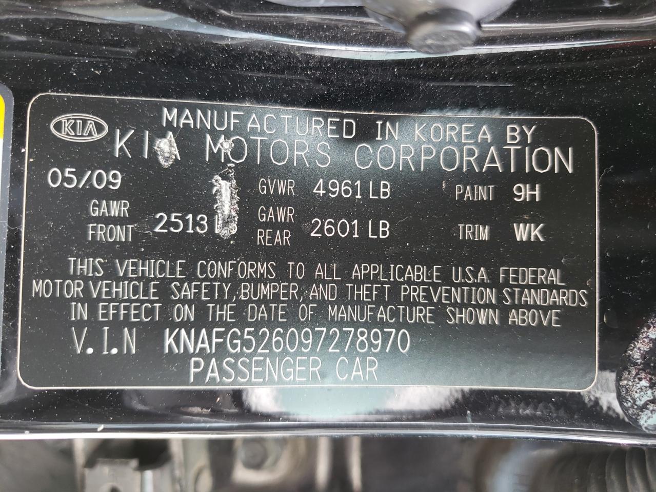 Photo 10 from auction – 2009 KIA RONDO LX with VIN KNAFG526097278970