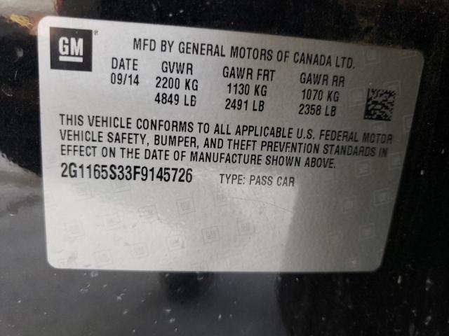 Photo 10 from auction – 2015 CHEVROLET IMPALA LTZ with VIN 2G1165S33F9145726