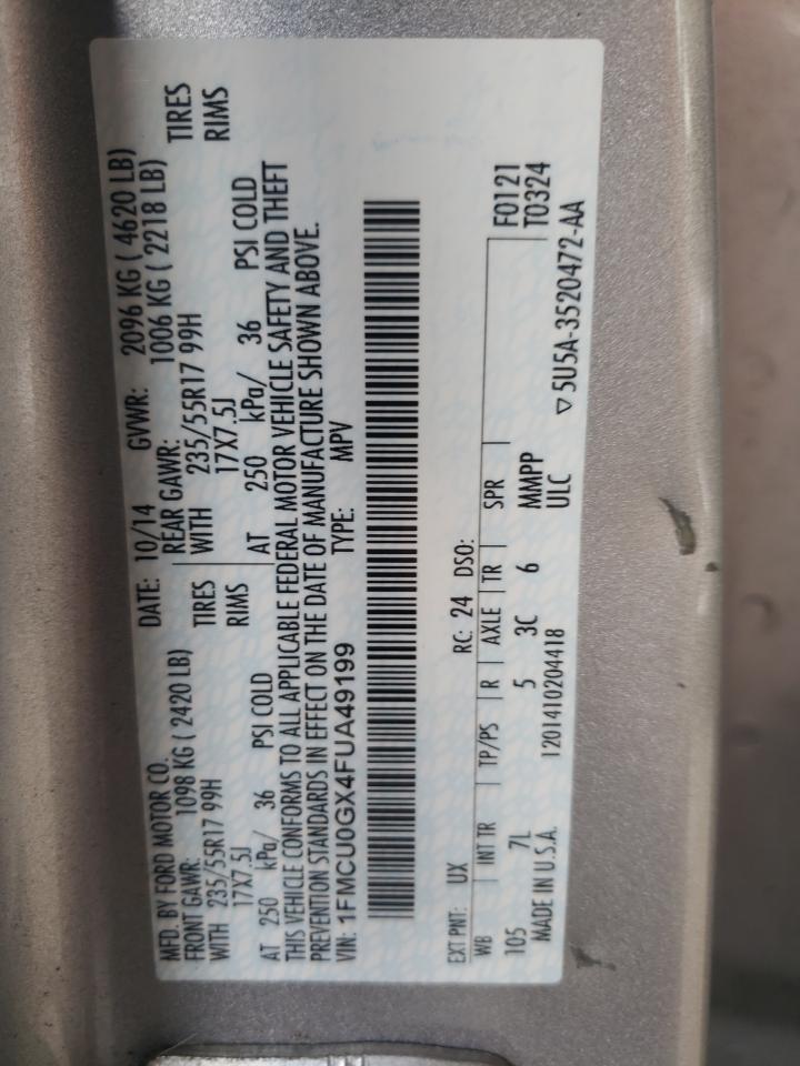 Photo 10 from auction – 2015 FORD ESCAPE SE with VIN 1FMCU0GX4FUA49199