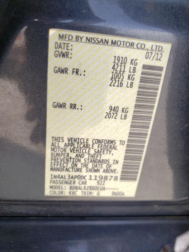 Photo 10 from auction – 2013 NISSAN ALTIMA 2.5 with VIN 1N4AL3AP0DC119878