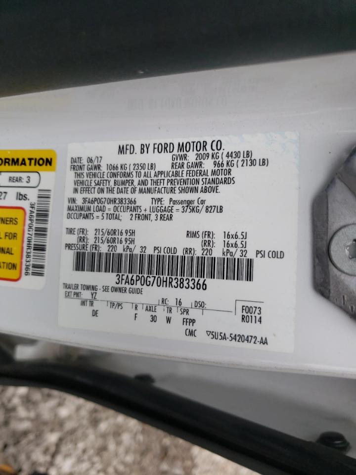 Photo 10 from auction – 2017 FORD FUSION S with VIN 3FA6P0G70HR383366