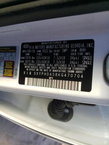 Photo 10 from auction – 2019 KIA SORENTO with VIN 5XYPHDA58KG470704