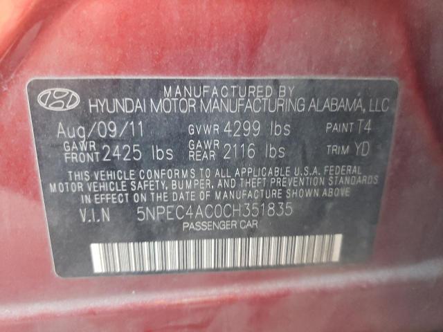 Photo 10 from auction – 2012 HYUNDAI SONATA SE with VIN 5NPEC4AC0CH351835