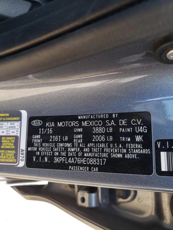 Photo 10 from auction – 2017 KIA FORTE LX with VIN 3KPFL4A76HE088317