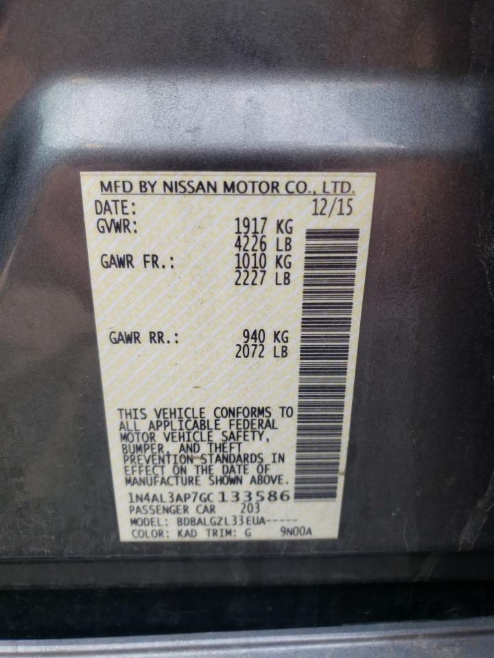 Photo 10 from auction – 2016 NISSAN ALTIMA 2.5 with VIN 1N4AL3AP7GC133586