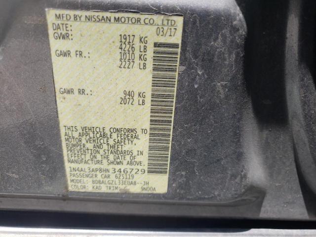 Photo 10 from auction – 2017 NISSAN ALTIMA 2.5 with VIN 1N4AL3AP8HN346729