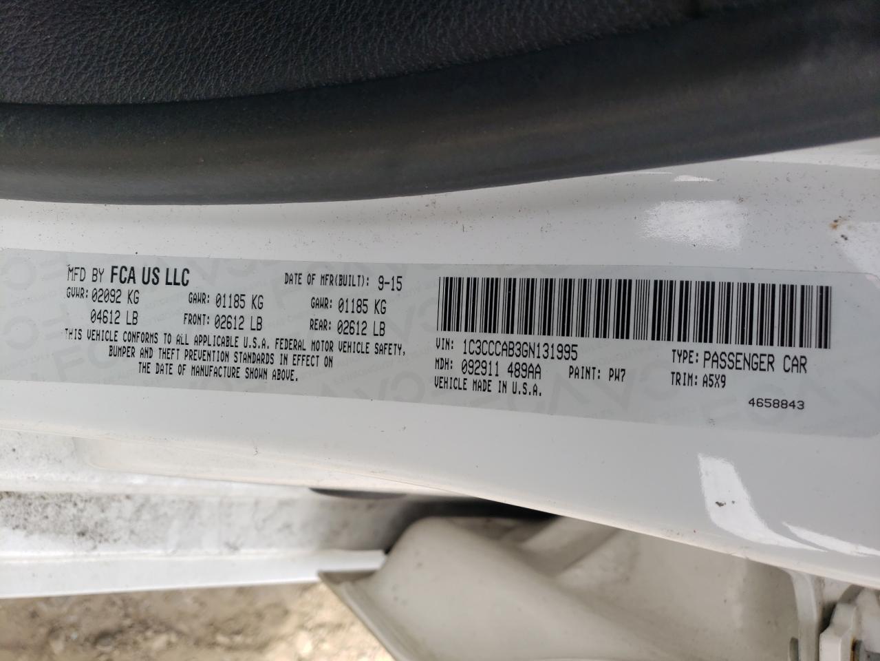 Photo 10 from auction – 2016 CHRYSLER 200 LIMITE with VIN 1C3CCCAB3GN131995