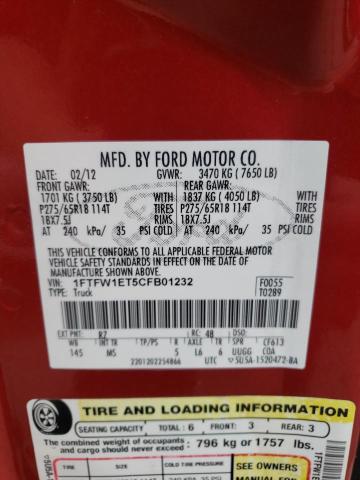 Photo 10 from auction – 2012 FORD F150 SUPER with VIN 1FTFW1ET5CFB01232