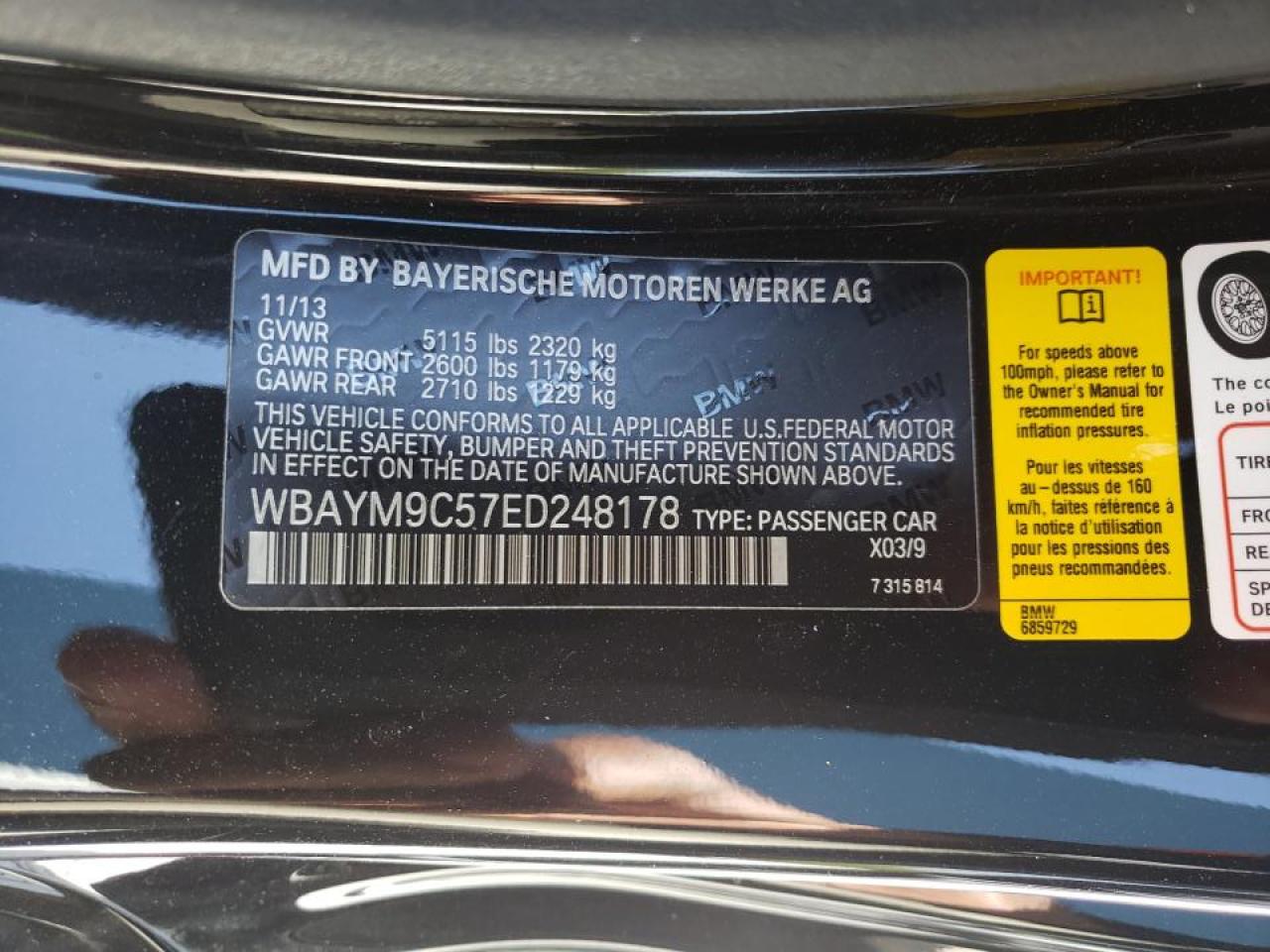Photo 10 from auction – 2014 BMW 650 I with VIN WBAYM9C57ED248178