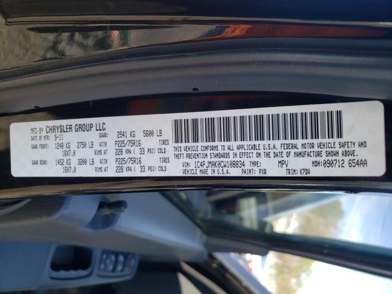 Photo 10 from auction – 2012 JEEP LIBERTY SP with VIN 1C4PJMAK0CW108834