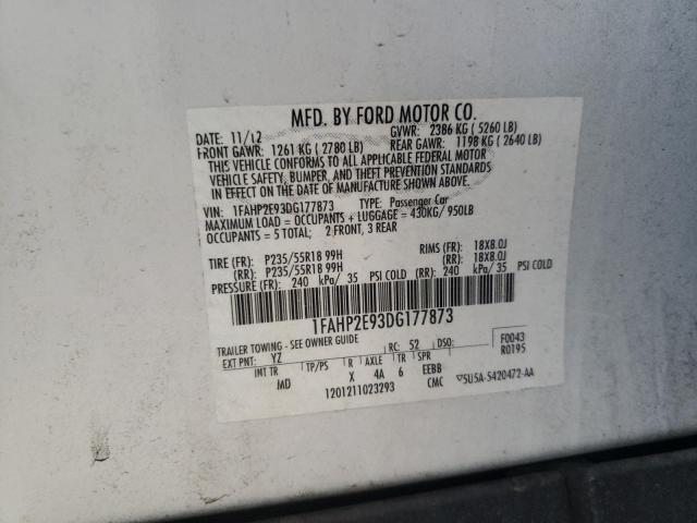 Photo 10 from auction – 2013 FORD TAURUS SEL with VIN 1FAHP2E93DG177873