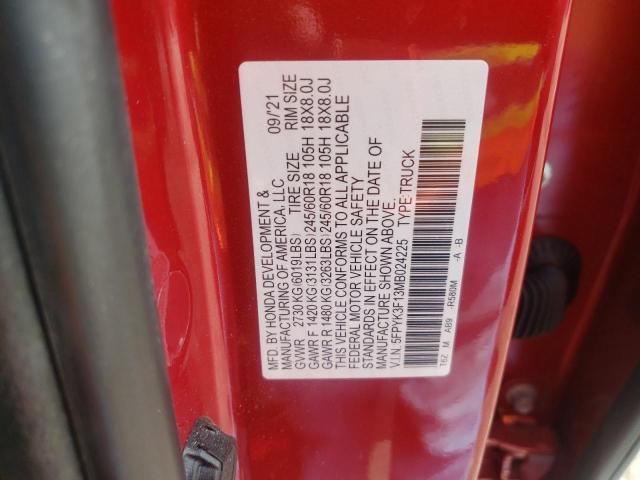 Photo 10 from auction – 2021 HONDA RIDGELINE with VIN 5FPYK3F13MB024225