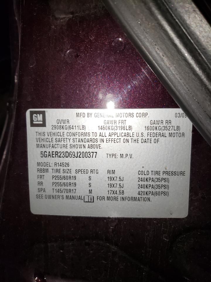 Photo 10 from auction – 2009 BUICK ENCLAVE CX with VIN 5GAER23D69J200377