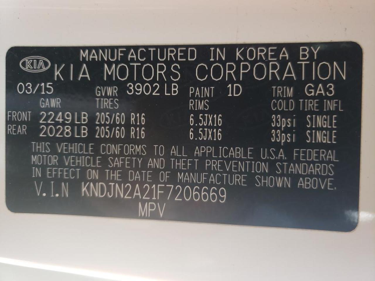 Photo 10 from auction – 2015 KIA SOUL with VIN KNDJN2A21F7206669