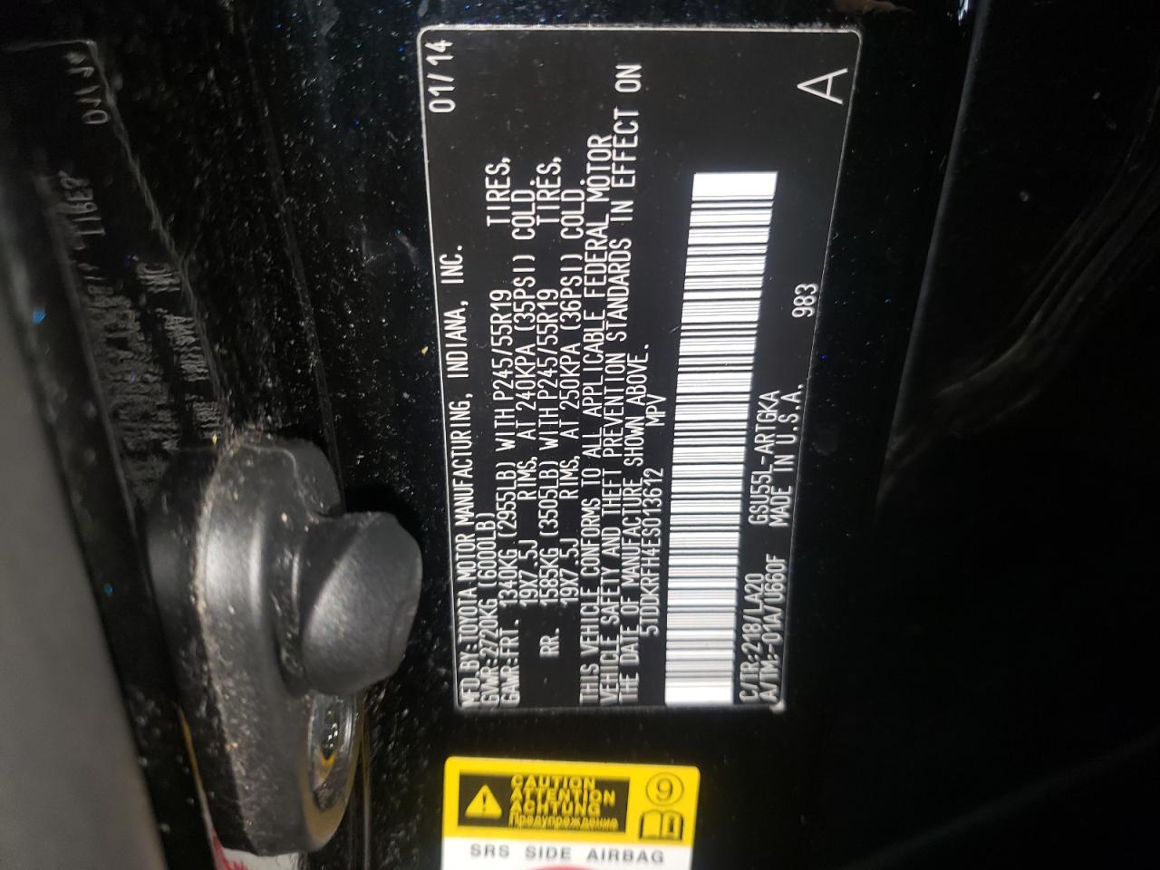 Photo 10 from auction – 2014 TOYOTA HIGHLANDER with VIN 5TDDKRFH4ES013612