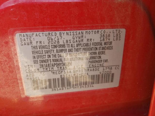 Photo 10 from auction – 2017 NISSAN SENTRA S with VIN 3N1AB7AP9HY345356