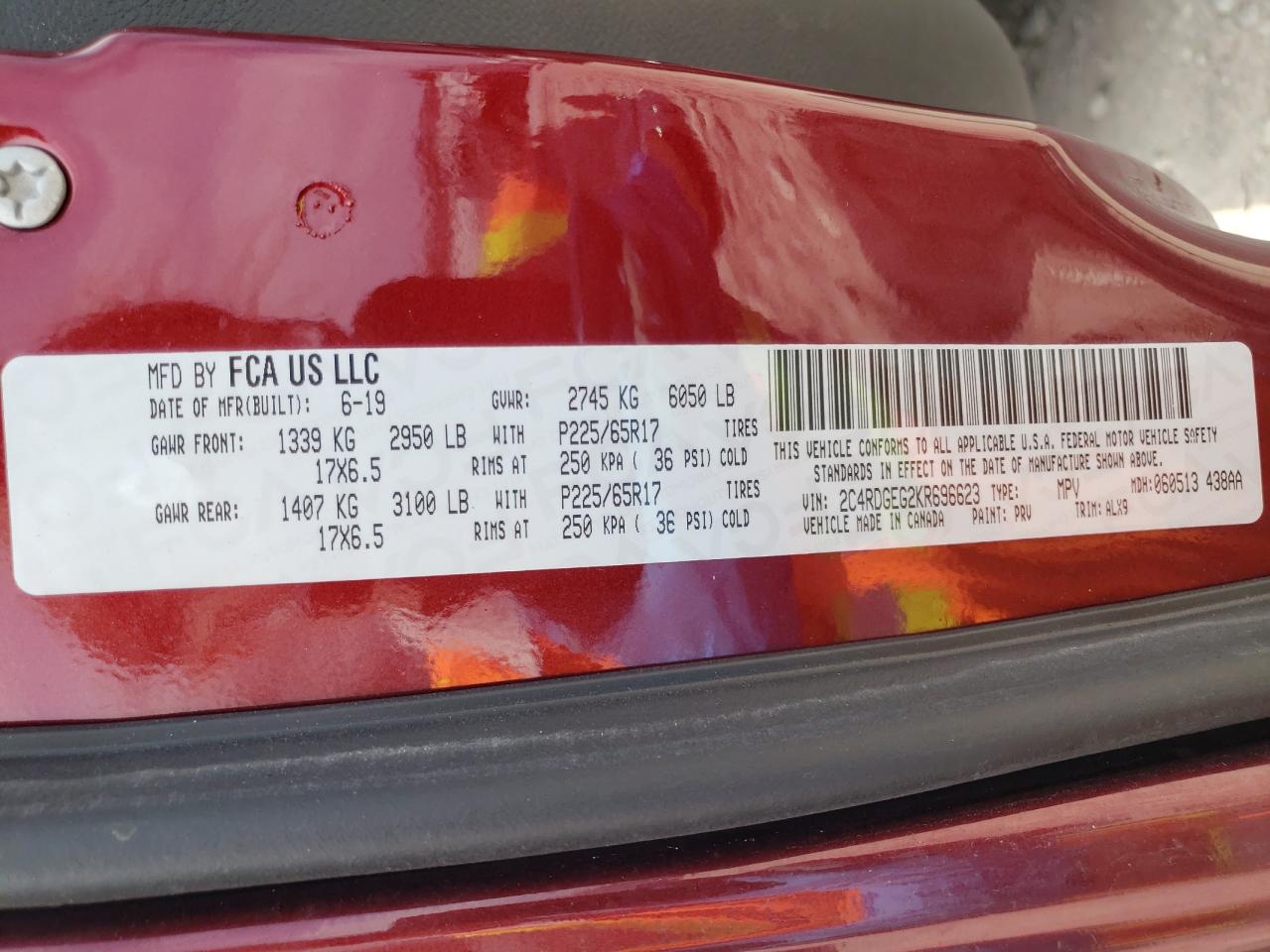 Zdjęcie 10 z aukcji – 2019 DODGE GRAND CARA z VIN 2C4RDGEG2KR696623