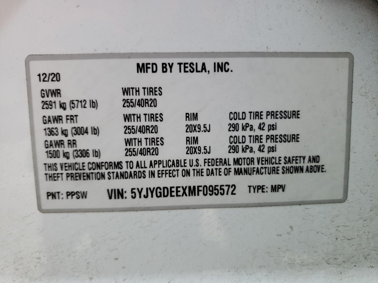 Фото 11 с аукциона – 2021 TESLA MODEL Y с VIN 5YJYGDEEXMF095572